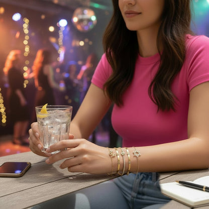 Pave Star of David Omega Chain Bracelet: Gold Plated & Adjustable