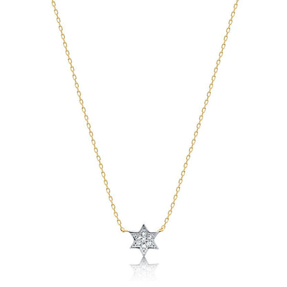Petite Jewish Star Necklace with Diamonds