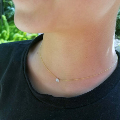 Petite Jewish Star Necklace with Diamonds