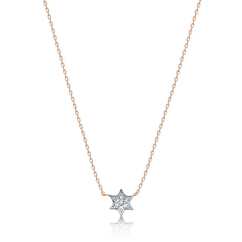 Petite Jewish Star Necklace with Diamonds