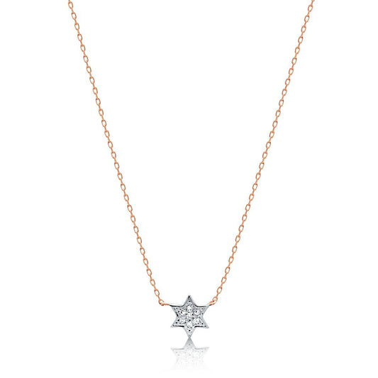 Petite Jewish Star Necklace with Diamonds