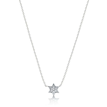 Petite Jewish Star Necklace with Diamonds