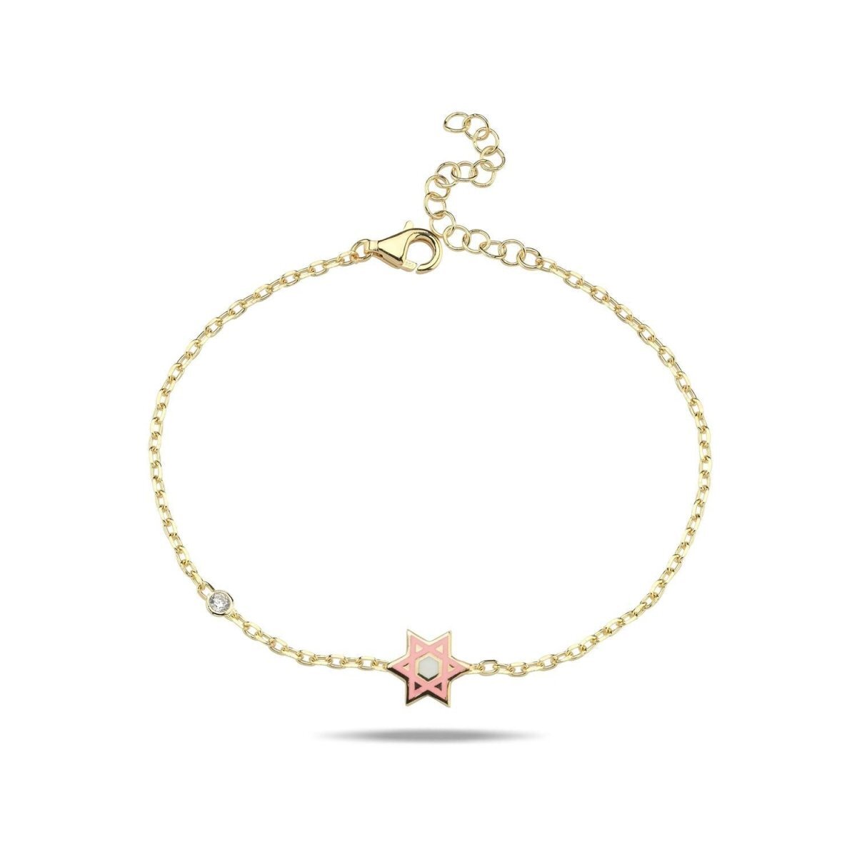 Pink or Blue Jewish Star Bracelet with a Sparkling Gemstone