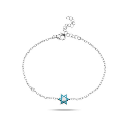 Pink or Blue Jewish Star Bracelet with a Sparkling Gemstone