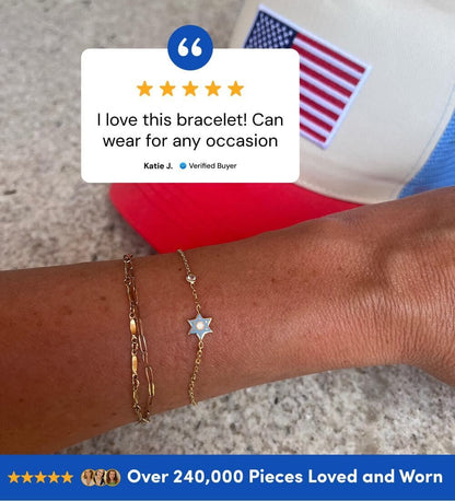 Pink or Blue Jewish Star Bracelet with a Sparkling Gemstone