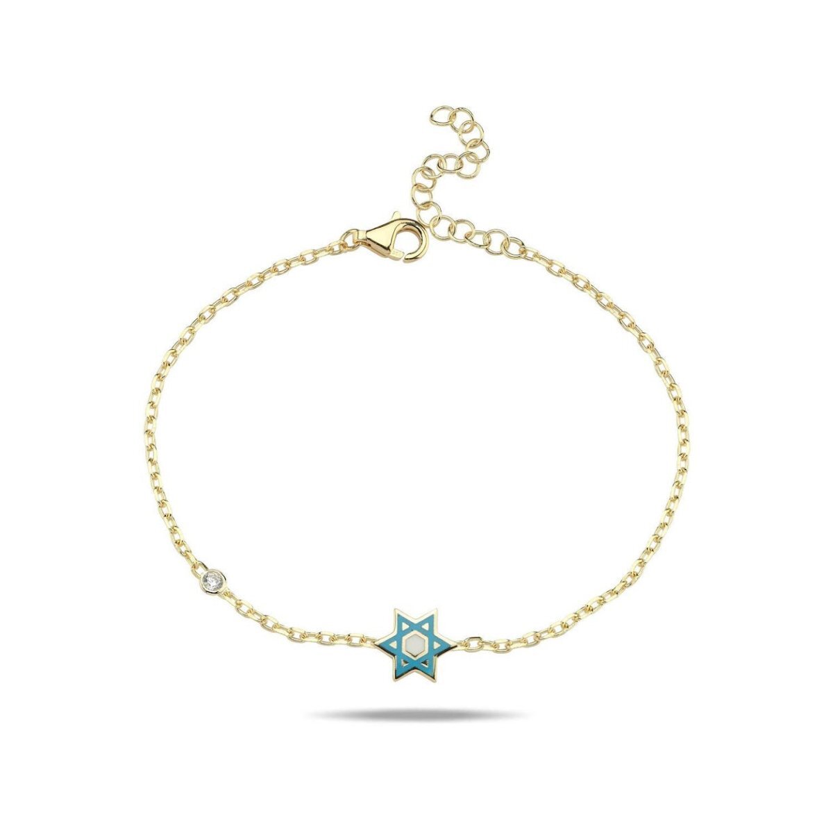 Pink or Blue Jewish Star Bracelet with a Sparkling Gemstone