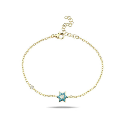 Pink or Blue Jewish Star Bracelet with a Sparkling Gemstone
