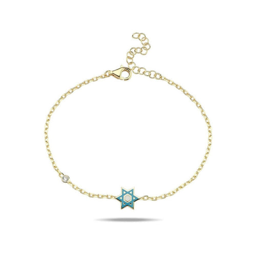 Pink or Blue Jewish Star Bracelet with a Sparkling Gemstone