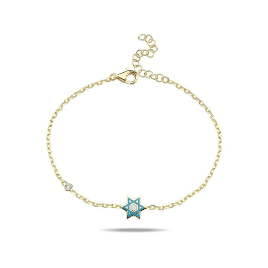 Pink or Blue Jewish Star Bracelet with a Sparkling Gemstone