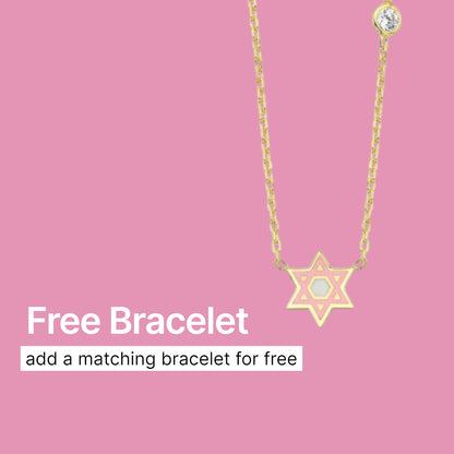 Pink or Blue Jewish Star Necklace with a Sparkling Gemstone