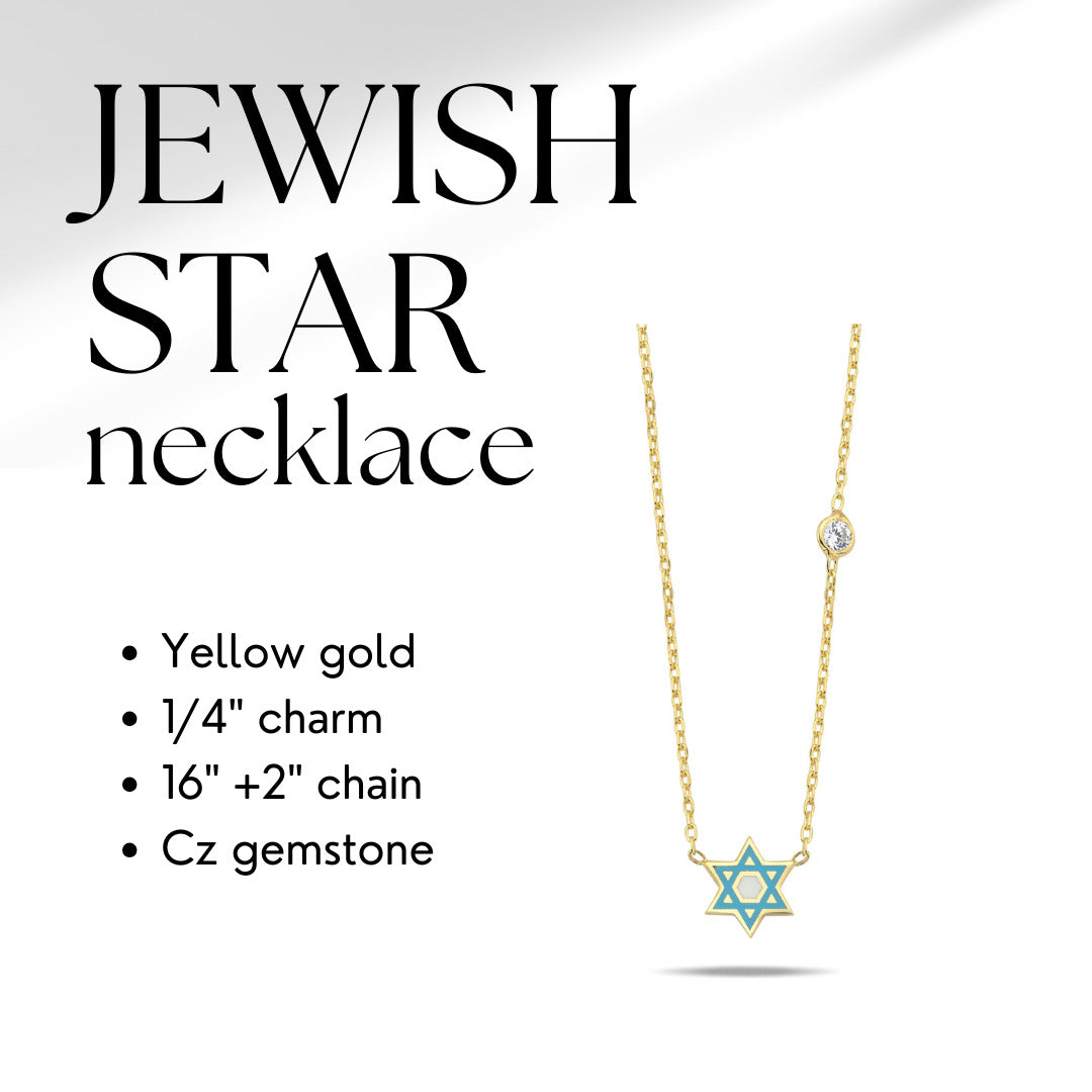 Pink or Blue Jewish Star Necklace with a Sparkling Gemstone