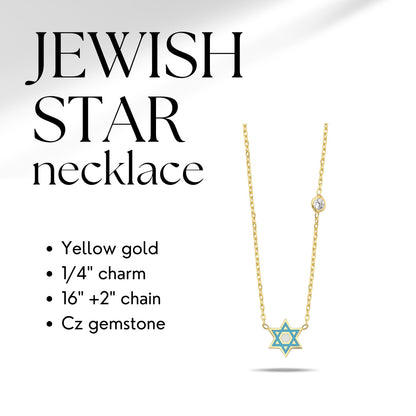 Pink or Blue Jewish Star Necklace with a Sparkling Gemstone
