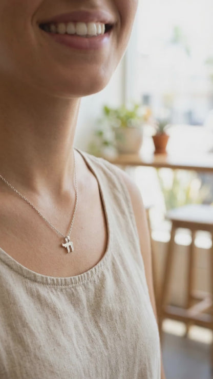 Tiny Chai Necklace 14k Gold Plated Sterling Silver 925 Hebrew Symbol Of Life Mini Pendant