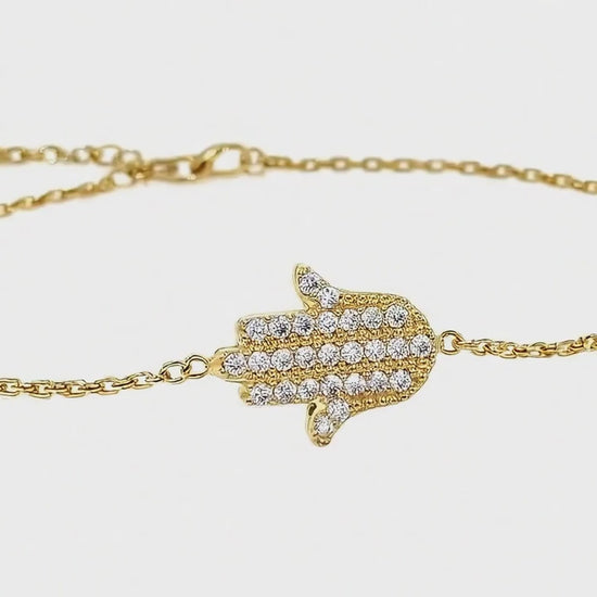 Elegant Hamsa Hand Bracelet with Sparkling Gemstones