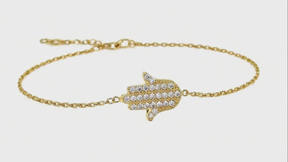Elegant Hamsa Hand Bracelet with Sparkling Gemstones
