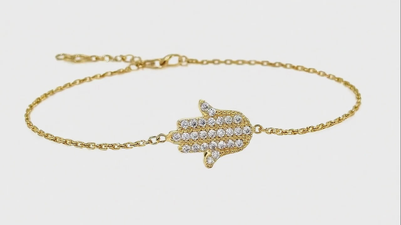 Elegant Hamsa Hand Bracelet with Sparkling Gemstones