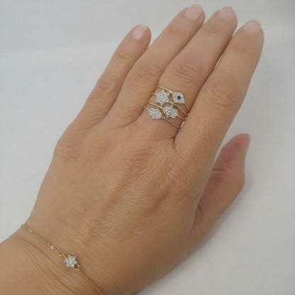 Hamsa Hand Ring in Solid 14k Yellow Gold, handcrafted with diamond pavé for protection you wear everywhere