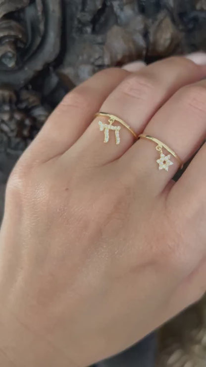 Chai & Jewish Star Cluster Bracelet: Yellow Gold Plated or Sterling Silver with Sparkling CZ Gems