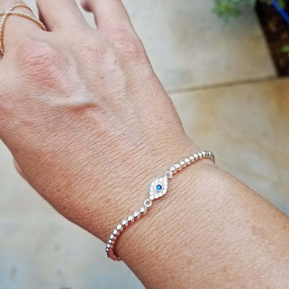 Protective Eye Silver Bracelet-- Mal De Ojo Bracelet