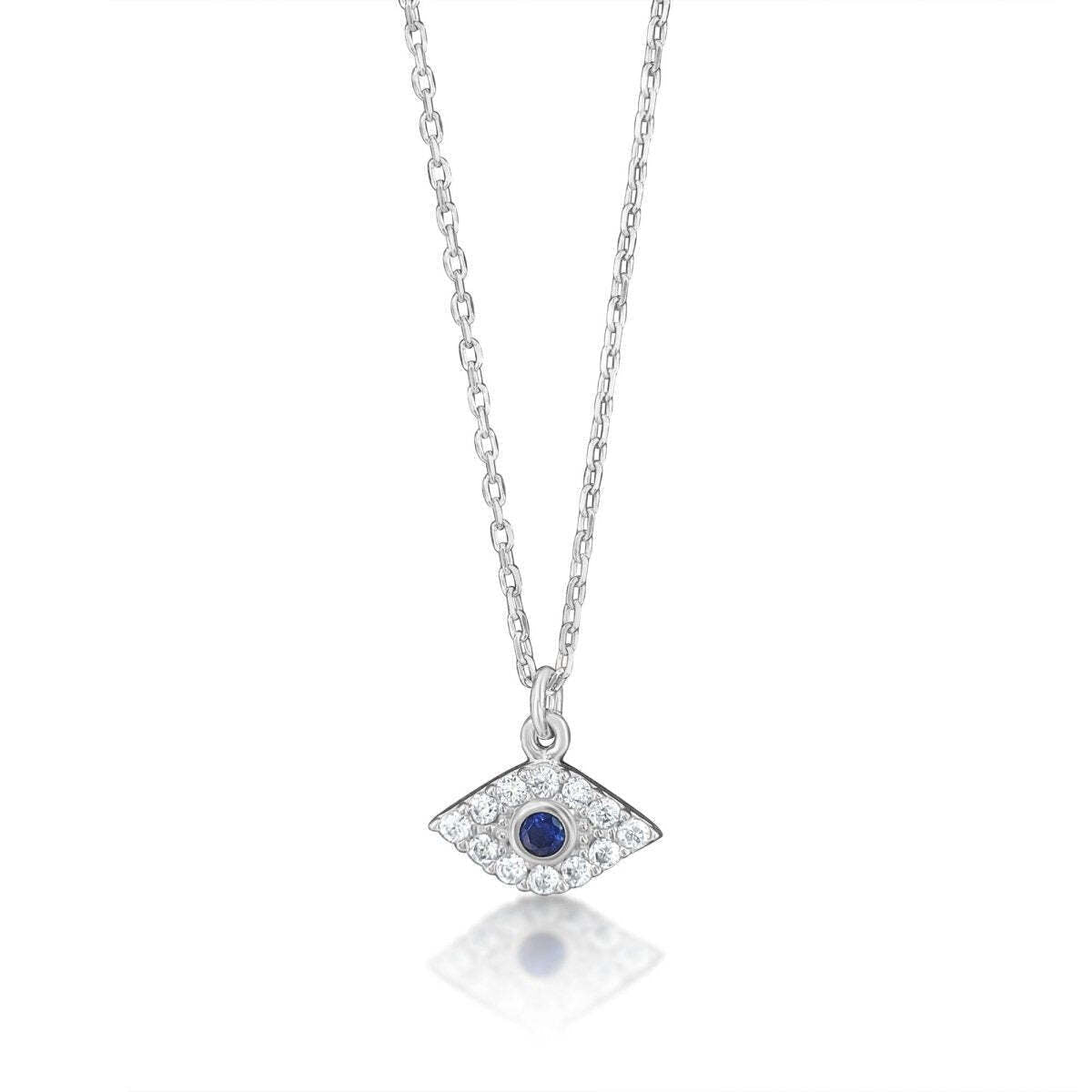 Protective Sterling Silver Lucky Evil Eye Necklace