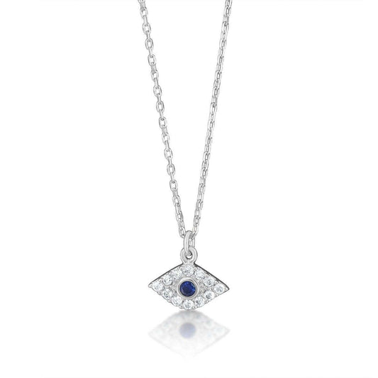 Protective Sterling Silver Lucky Evil Eye Necklace