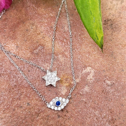 Protective Sterling Silver Lucky Evil Eye Necklace