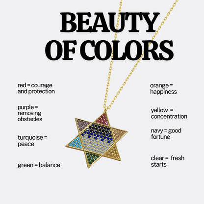 Rainbow Star of David Necklace for Women