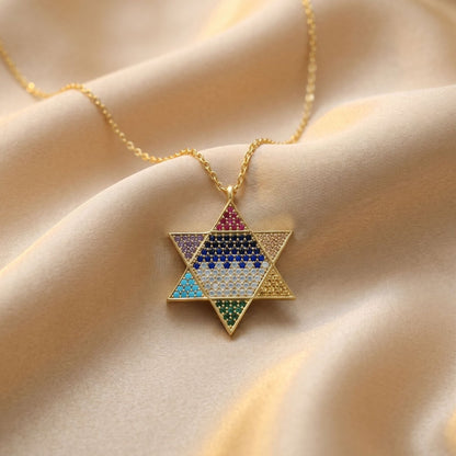 Rainbow Star of David Necklace for Women