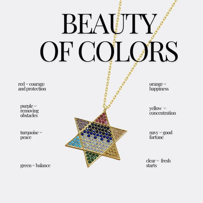 Rainbow Star of David Necklace for Women
