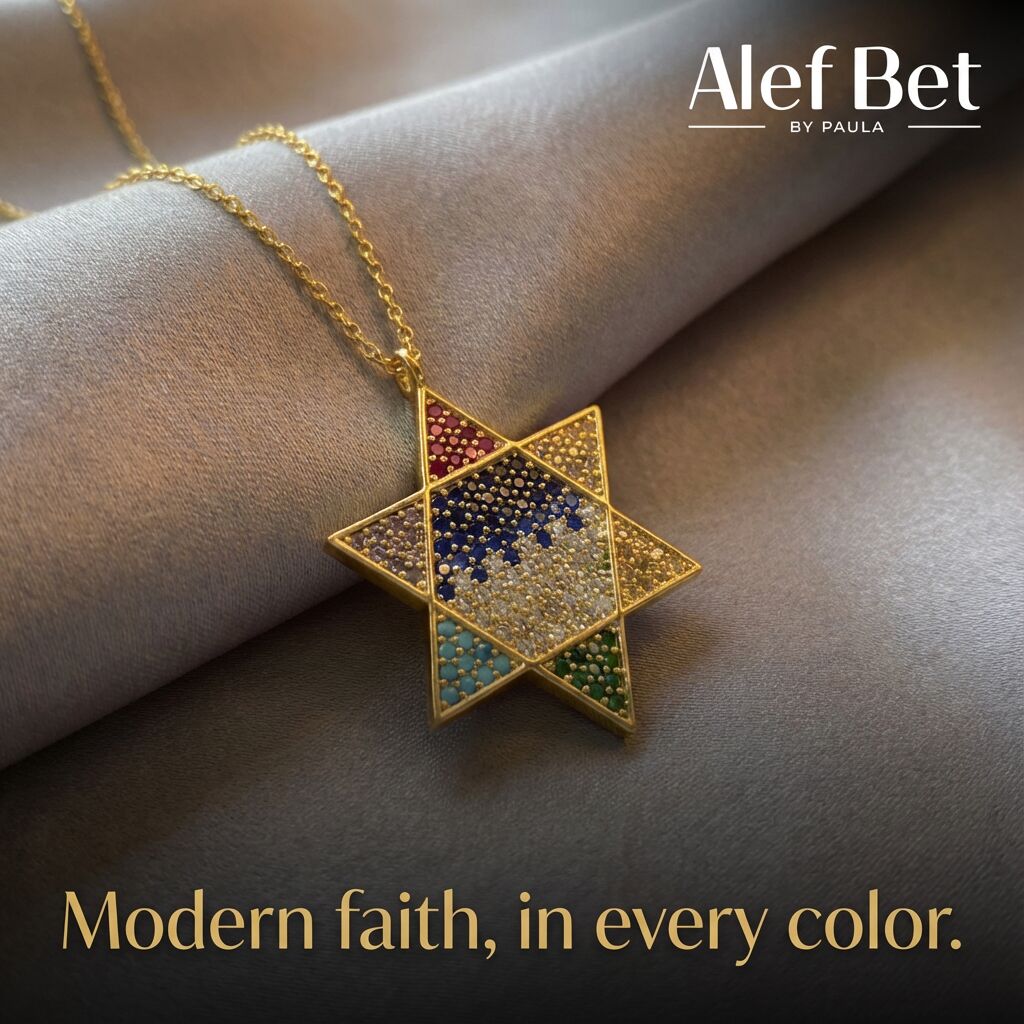 Rainbow Star of David Necklace for Women