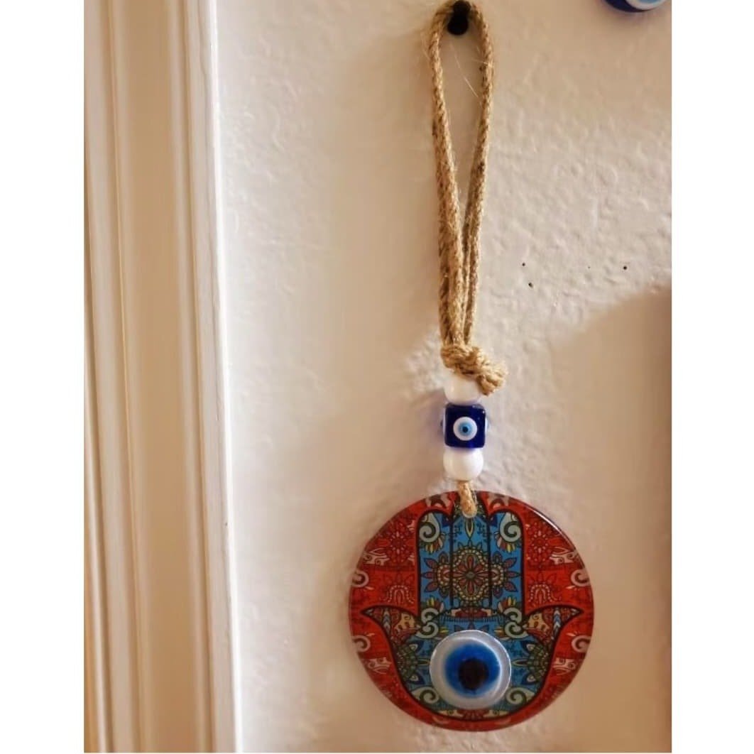 Red Glass Hamsa Hand Wall Hanging for Home