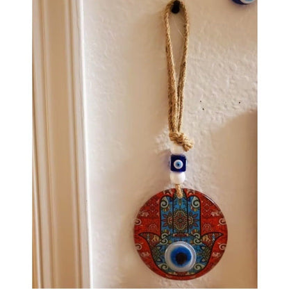 Red Glass Hamsa Hand Wall Hanging for Home