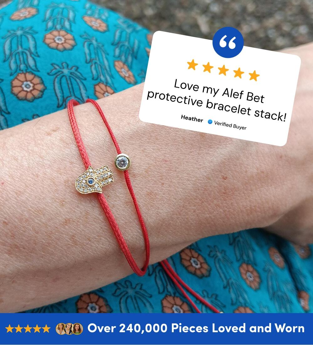 Red String Bracelet with Diamond Bezel in 14k Gold