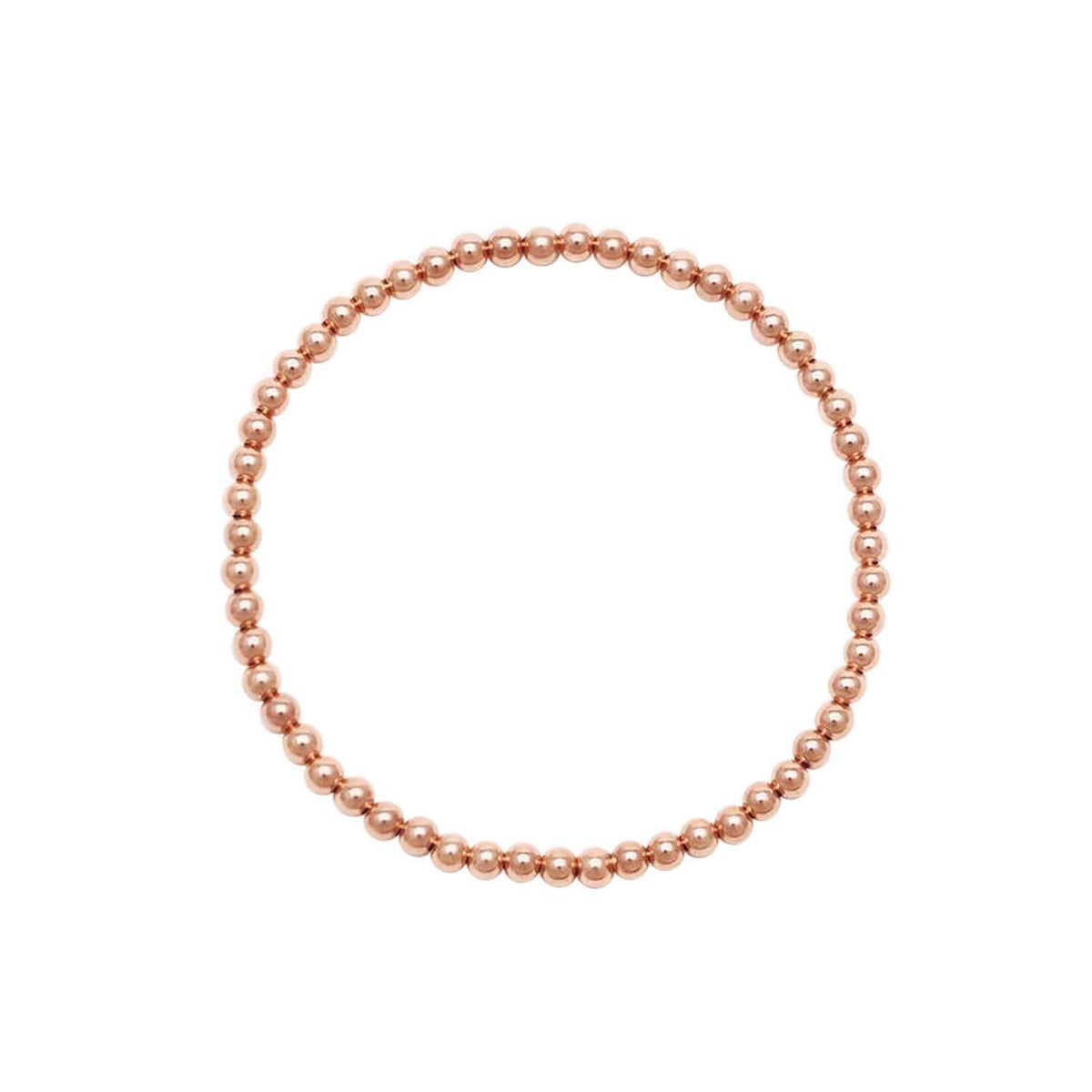 3mm beaded bracelet in rose gold with polished round beads by Alef Bet