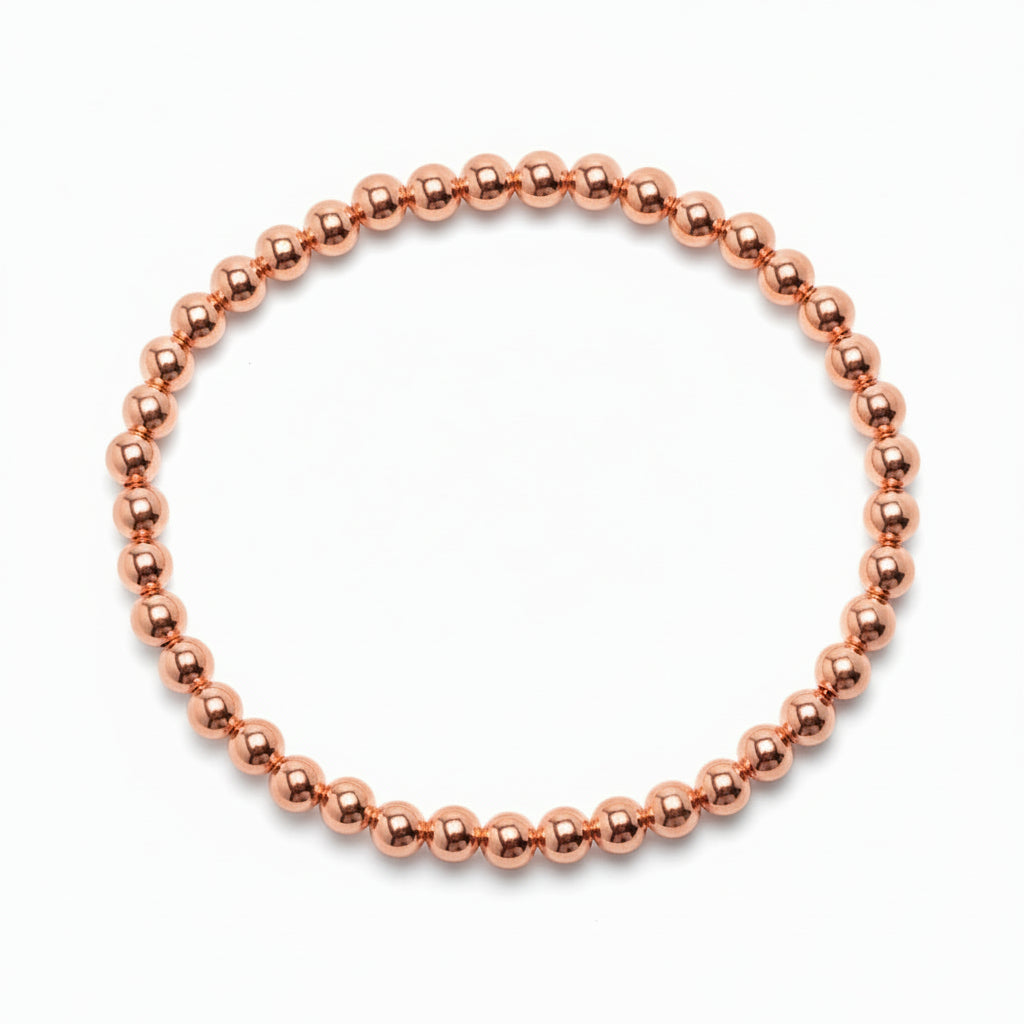 4mm beaded bracelet in rose gold with high-polish spheres by Alef Bet