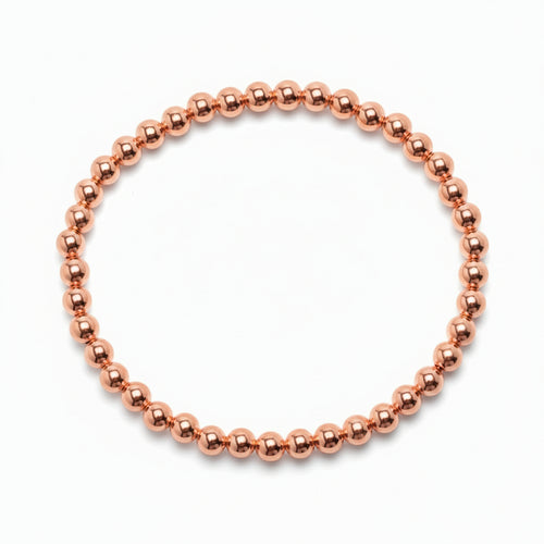 4mm beaded bracelet in rose gold with high-polish spheres by Alef Bet