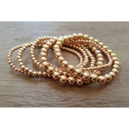 4mm beaded bracelet in rose gold with uniform polished beads by Alef Bet