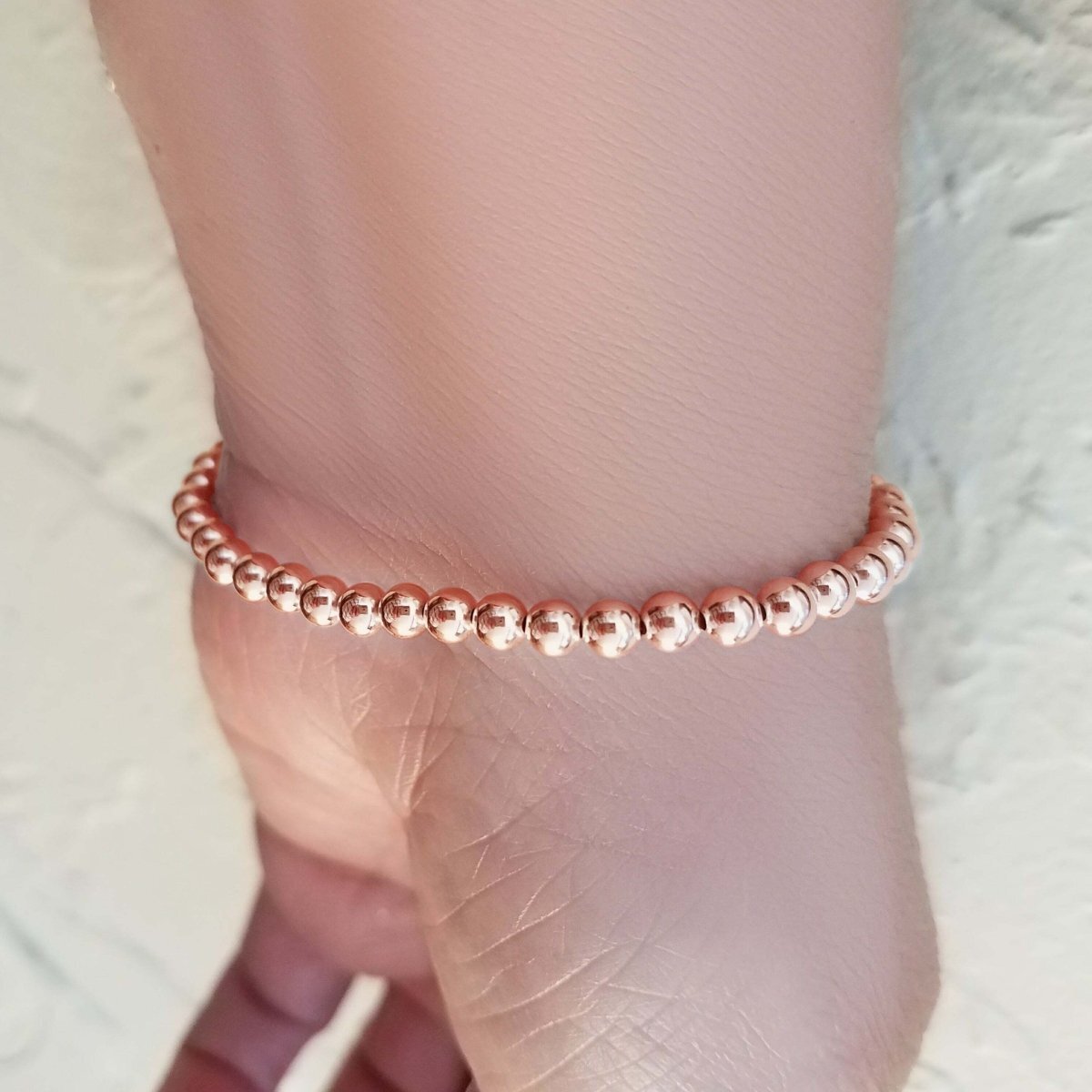 Rose Gold Beaded Bracelet 4mm