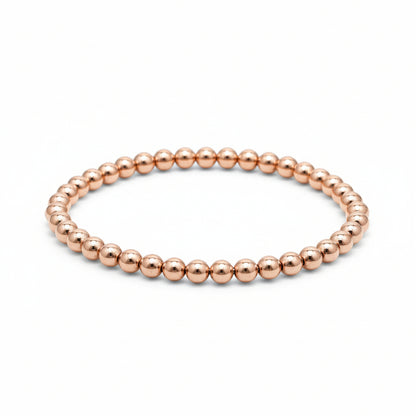 Rose gold beaded bracelet 5mm with polished round beads by Alef Bet