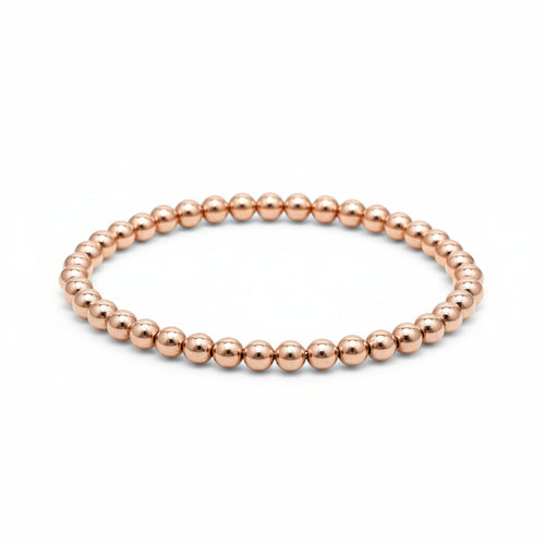 Rose gold beaded bracelet 5mm with polished round beads by Alef Bet