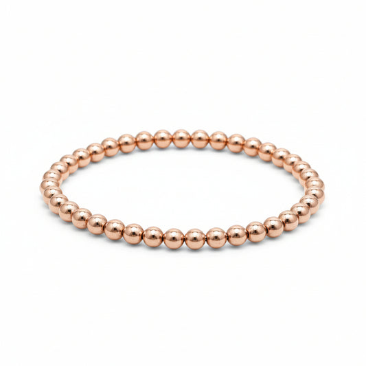 Rose gold beaded bracelet 5mm with polished round beads by Alef Bet