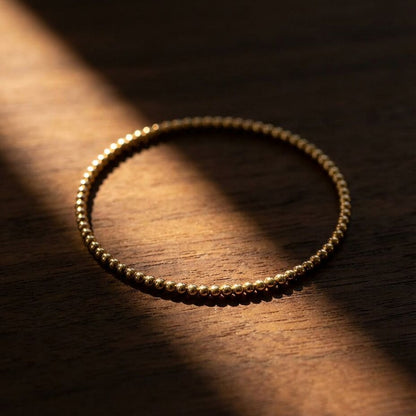 Rose gold bracelet featuring tiny 2mm polished beads by Alef Bet