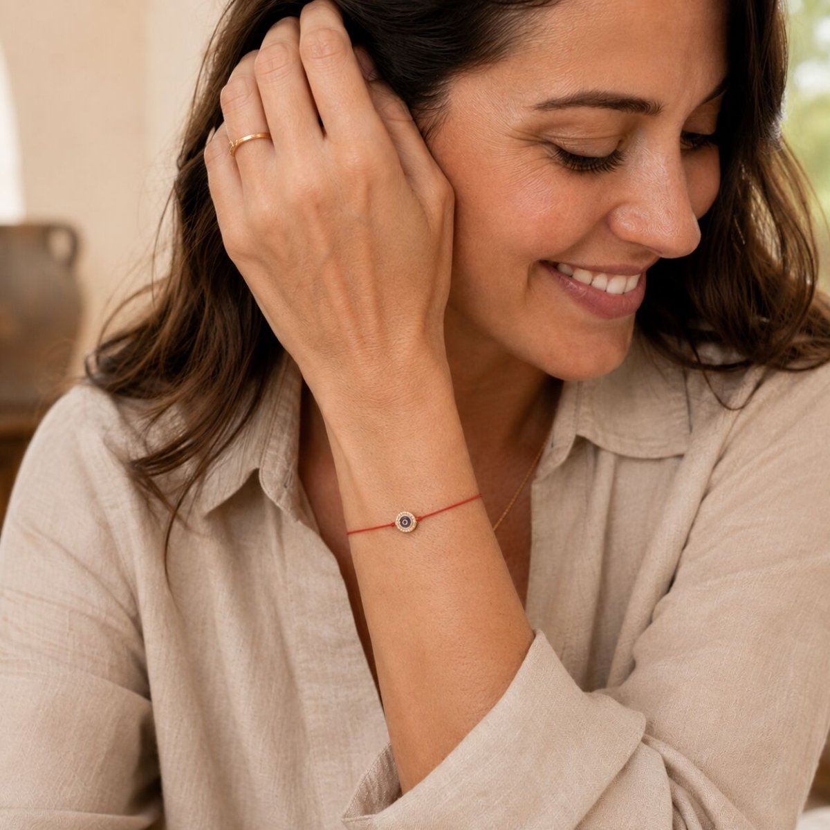 Round Evil Eye Red String of Fate Bracelet