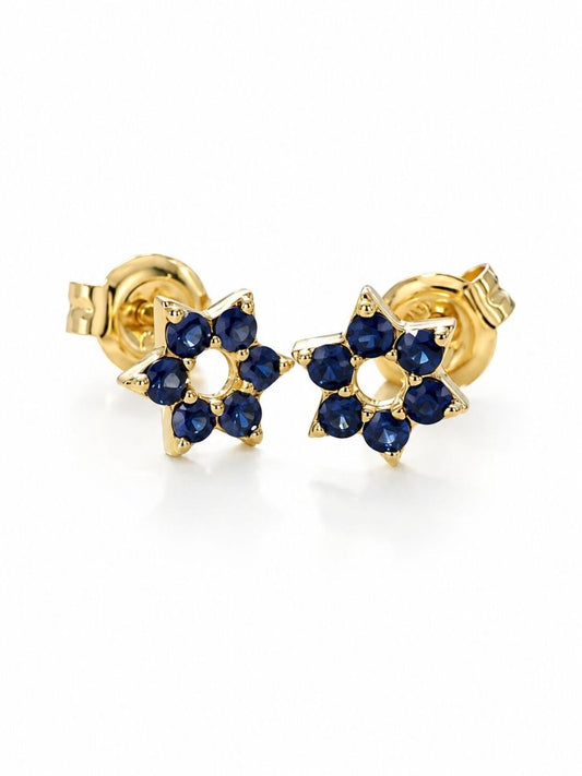 Sapphire Stud Earrings in 14k Yellow Gold, timeless everyday sparkle