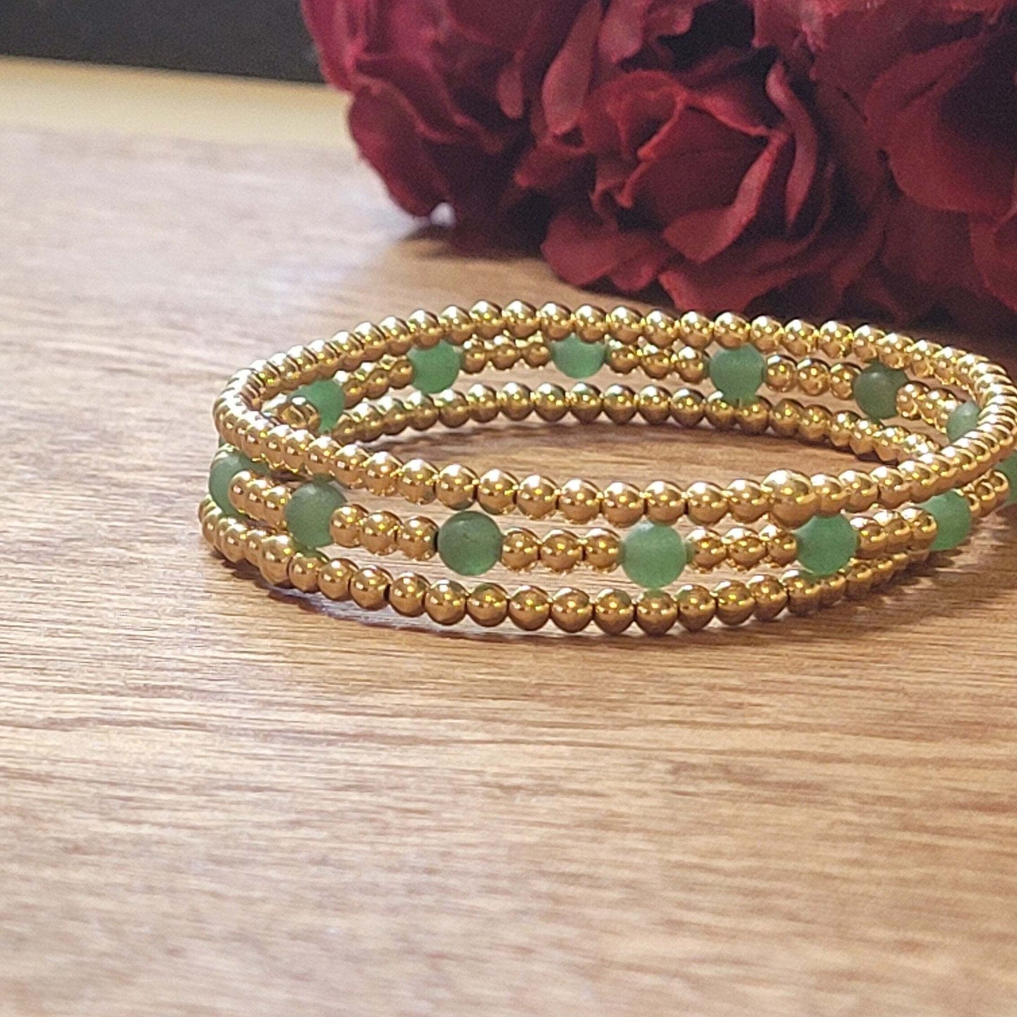 Scattered Gemstones and 4mm Beaded Bracelet