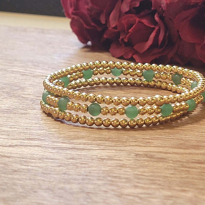 Scattered Gemstones and 4mm Beaded Bracelet