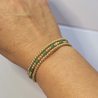 Scattered Gemstones and 4mm Beaded Bracelet