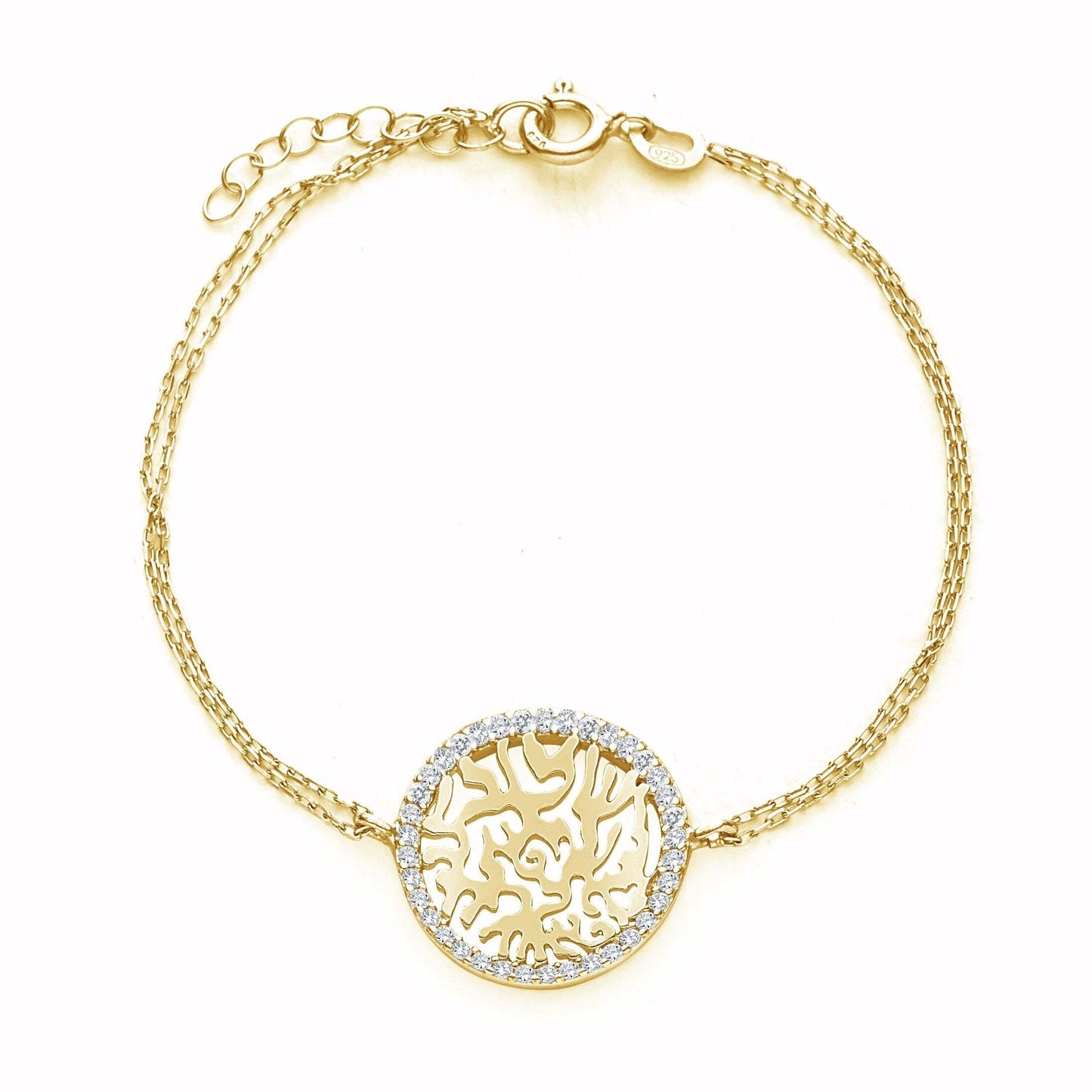 Sterling silver Shema Israel Hebrew prayer bracelet adorned with cubic zirconia, adjustable length, and meaningful symbolism.