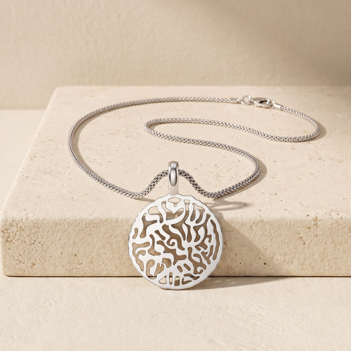 Hebrew prayer necklace in sterling silver 925 with high-polish pendant by Alef Bet