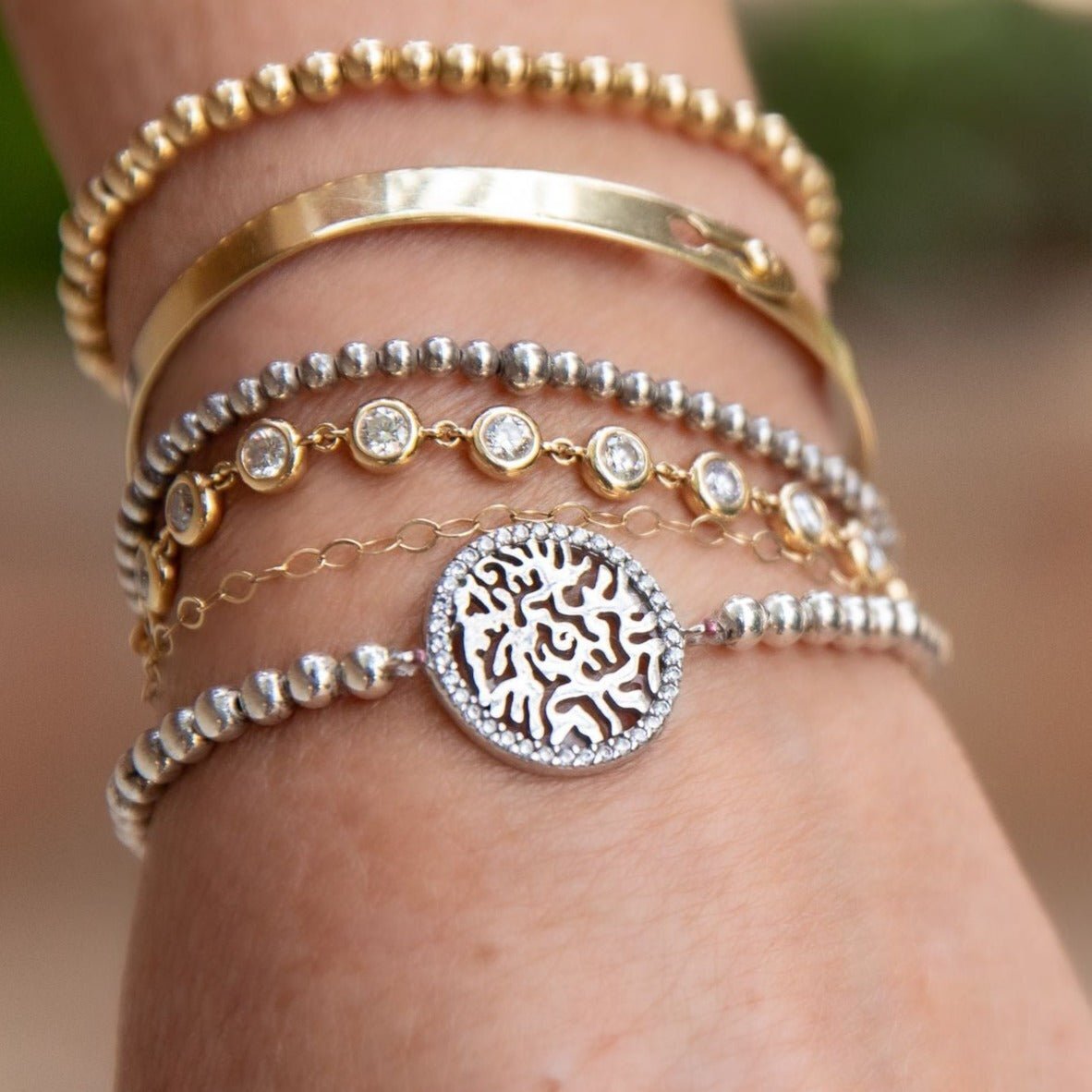 Shema Yisrael Prayer Bracelet - Sterling Silver & Gold